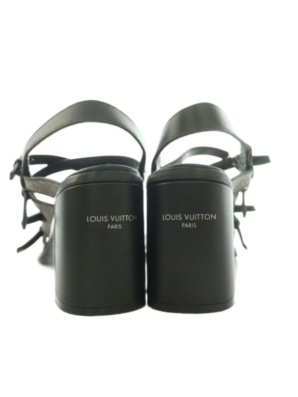 Louis Vuitton Berlin Sandal Monogram Canvas Strap Square Toe Chunky Heels Logo - Picture 3 of 8